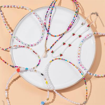 Ювелирные изделия, цветные рисовые бусины, ожерелье из бисера ручной работы, простое ожерелье с маленьким цветком ромашки, женское