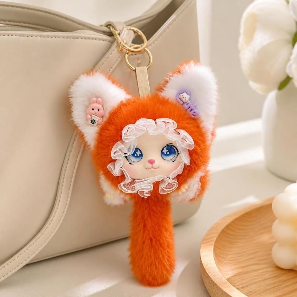 Hanging Charm Plush Cat Keychain Lace Border Bag Decoration Cartoon Furry Cat Pendant Pendant