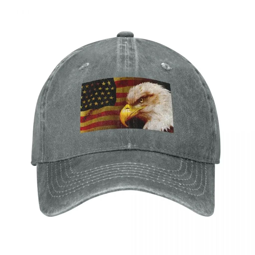 Bald eagle with flag Baseball Cap tactical cap Anime Hat Fishing cap Snapback Luxury Women Unisexs