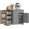 Buffet Cuisine Storage Cabinet With 3 Doors Drawer Door Shelves And Adjustable Shelf 105x40x83cm Gray