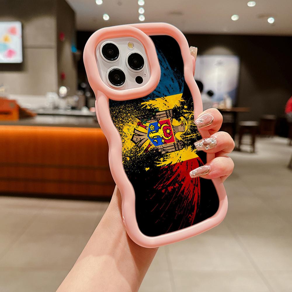 Ae94 Республика Молдова Флаг защитные чехлы для телефонов Samsung S24 Plus S23 Ultra A14 A55 A06 Honor X9b Motorola OnePlus Big Wave TPU задняя крышка