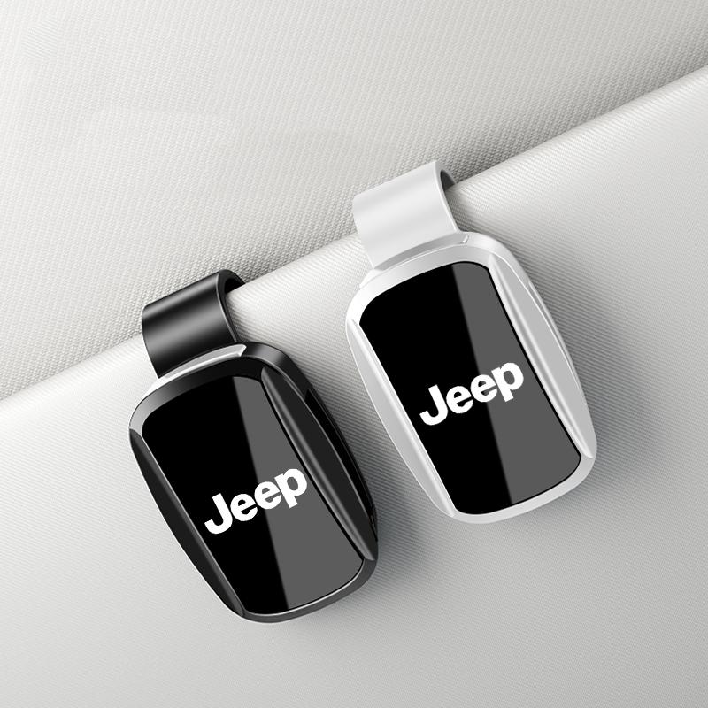 Car Sunglasses Holder Eyeglasses Hanger Sun Visor Glasses Clip For Jeep Grand Cherokee Wrangler JK Gladiator Compass Renegade AJS1