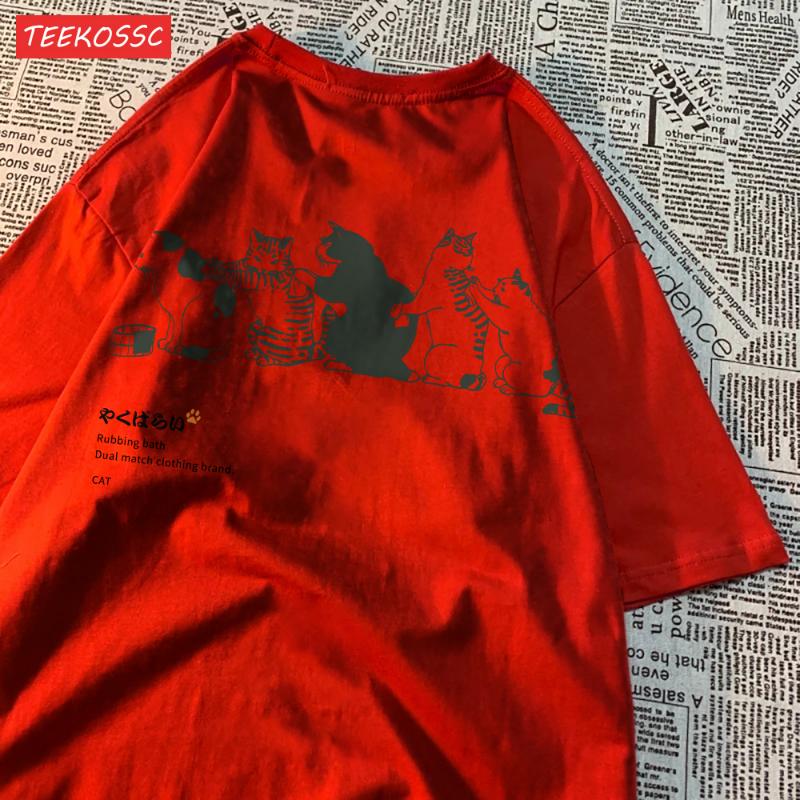 Футболка женская с короткими рукавами и принтом кота, модный свободный универсальный летний топ, повседневная и модная уличная одежда