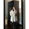 Ji Korean small man retro contrasting color lapel short high-end woolen coat woolen coat women loose and tall