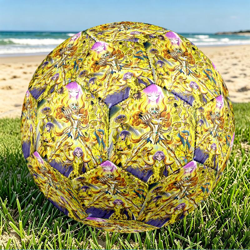 Saint Seiya Print Size 5 Soccer Ball, PU Wear Resistant Football for Match Training and Daily Practice, Birthday Gift for Soccer Fans