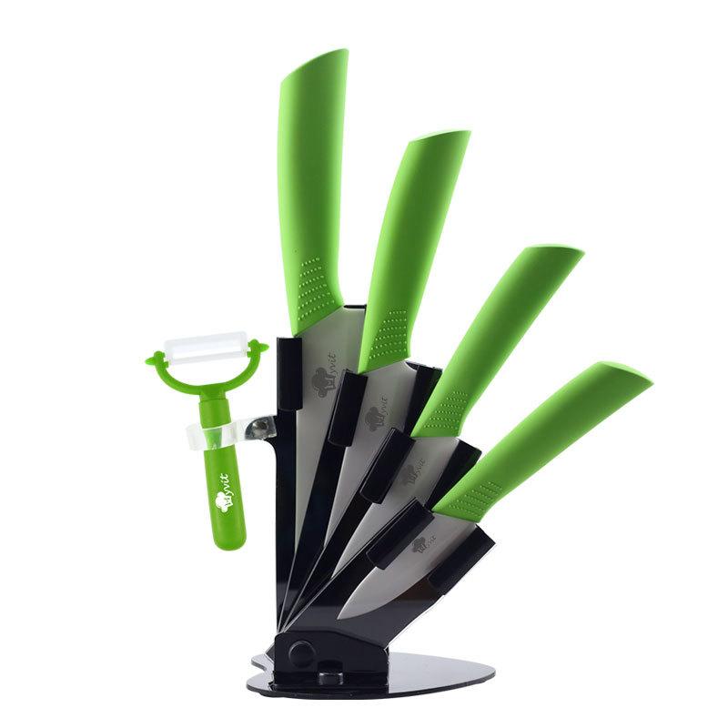 Кухонные ножи Керамические ножи Набор аксессуаров 3 дюйма для очистки овощей 4 дюйма универсальные 5 дюймов для нарезки 6 дюймов нож шеф-повара + держатель + овощечистка с черным лезвием