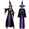 Adult Halloween Ladies Classic Purple Witch Fancy Dress Costume & Hat Accessory