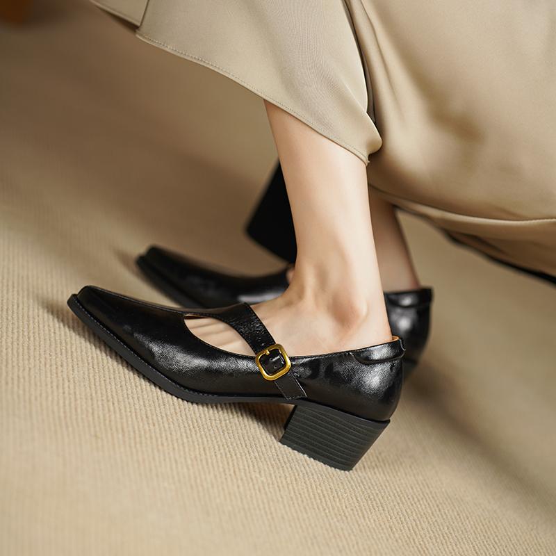 Fashion Genuine Leather Pumps Women 2025 New Arrival Comfortable Female Spring Mary Jane High Heel Casual Shoes Pumps High Heels Women