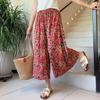 Retro Floral Cotton Crepe Wide-Leg Capris - Breathable, Versatile, Plus Size Summer Culottes