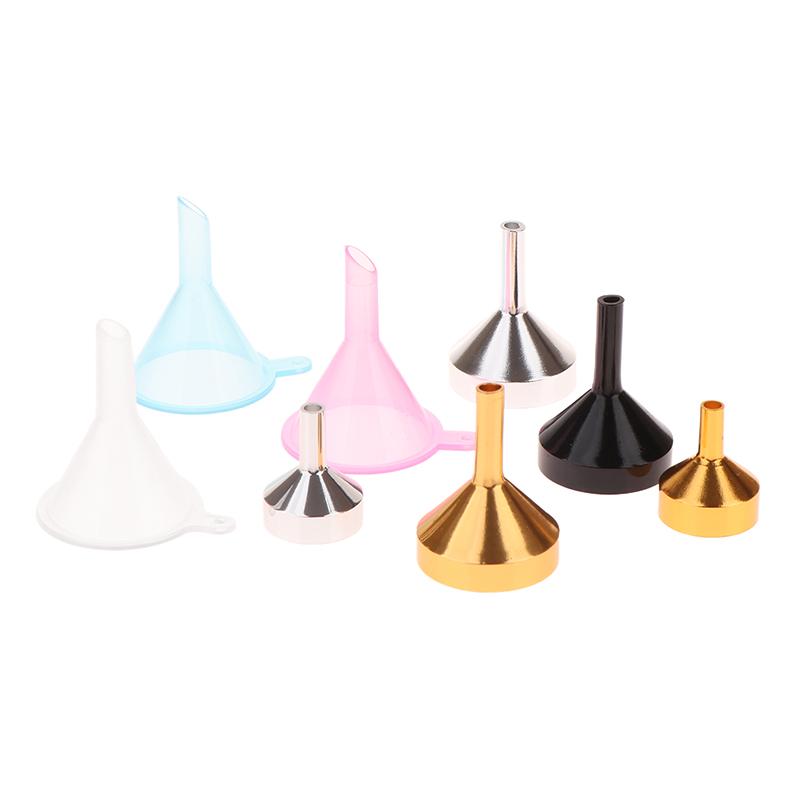 10 шт. Мини-металлические/пластиковые алюминиевые воронки Маленькие воронки для парфюмерии Мини-воронки для жидких эфирных масел Инструменты для упаковки пустых бутылок