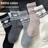 Autumn and Winter Wool Cartoon Mid-calf Women's Socks, Women's Wool Thickened Winter Pile Socks