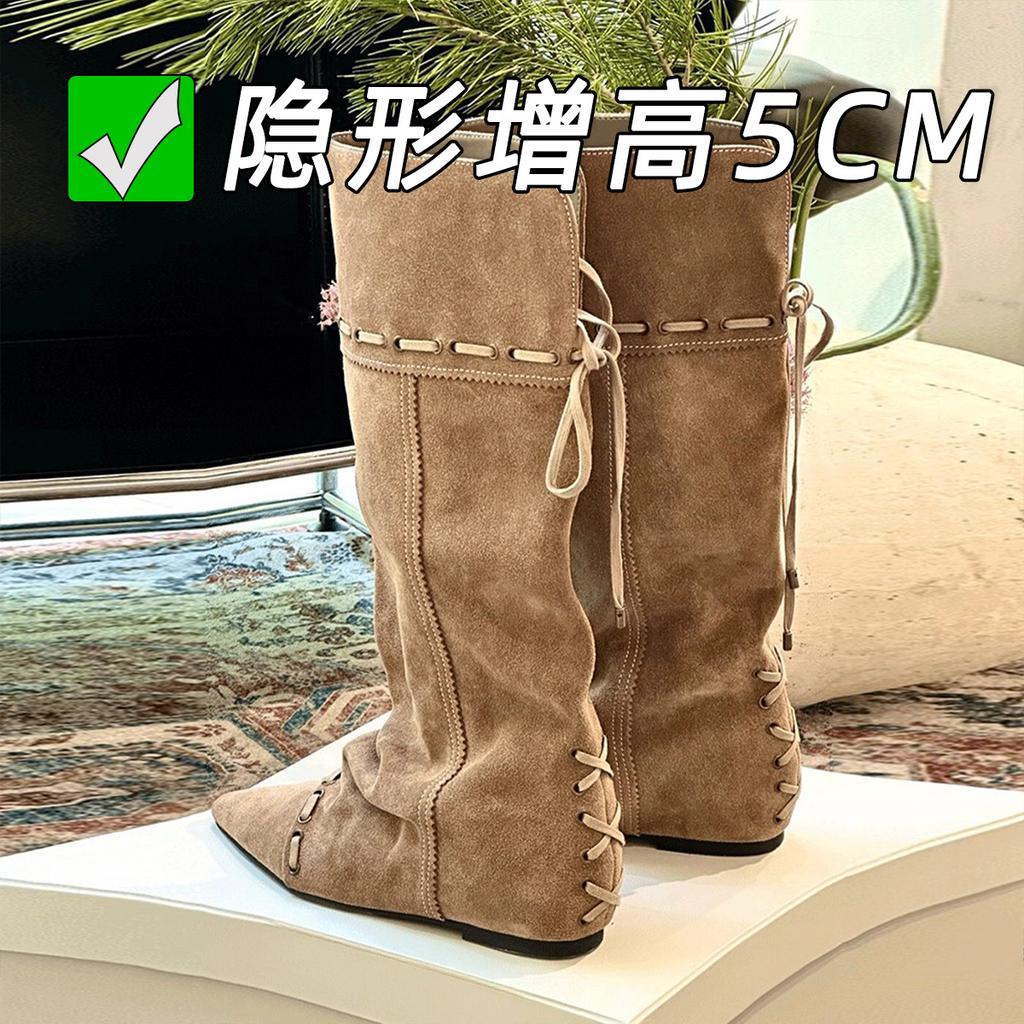 Найди второй волосок! Внутренние увеличивающие рост ретро плиссированные модные ботинки складные два способа носки остроносые ботинки универсальные ботинки с подкладкой женские