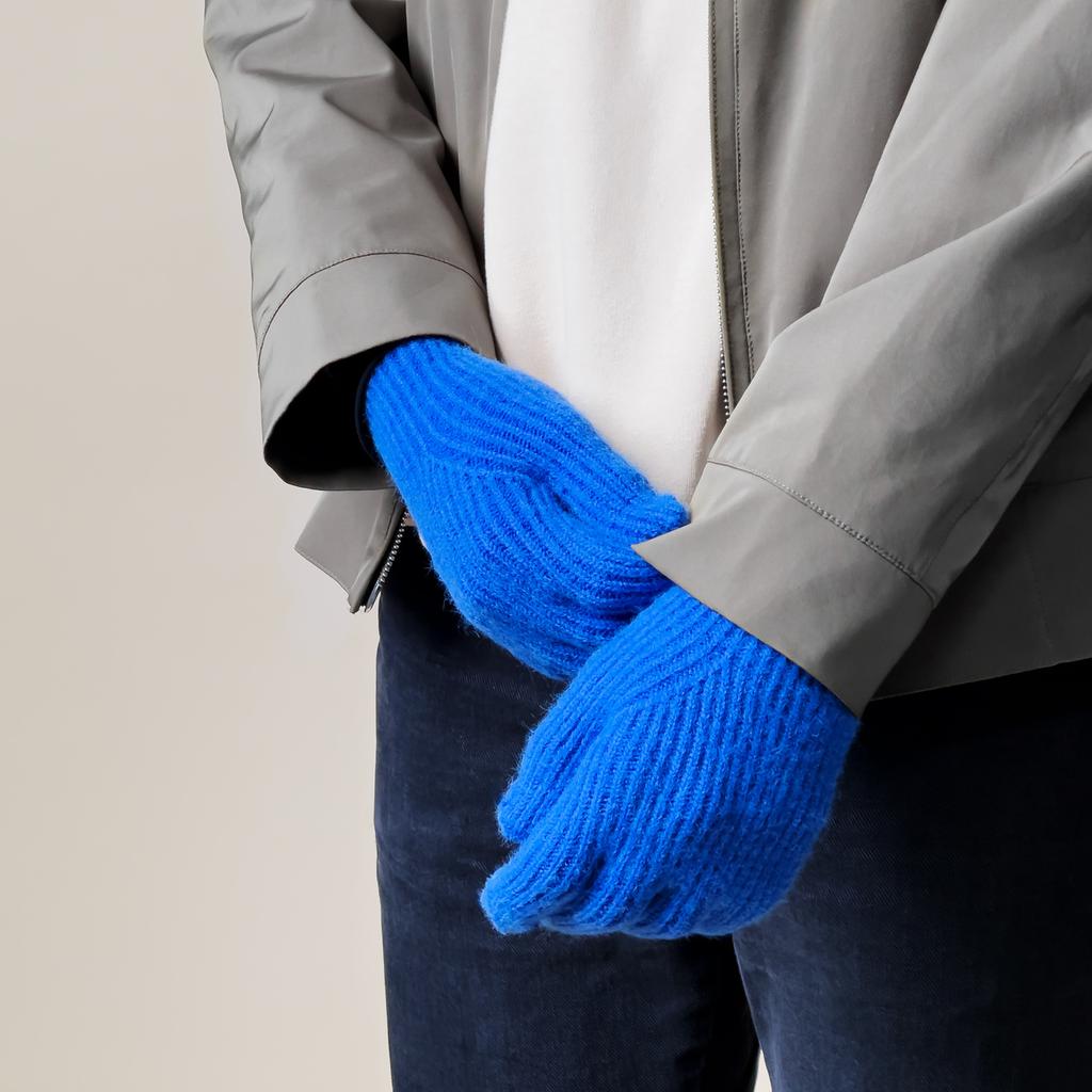 Knitted Touchscreen Fingerless Gloves - Blue