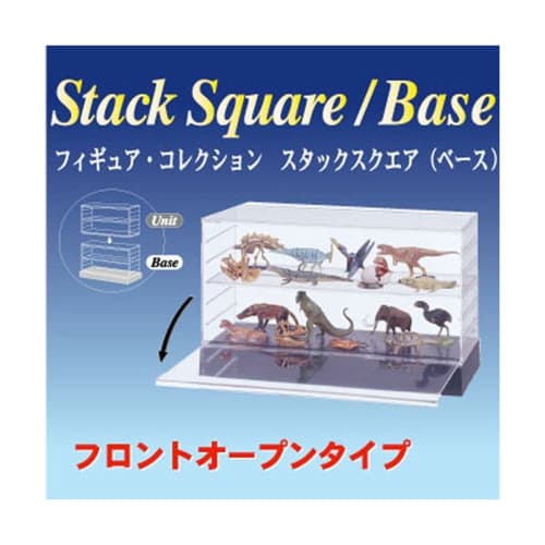 Shinkohanger Figure Display Case, Stack Square Base, Black, Made In Japan, Horizontal, Doll, Tomica, Ania, Gachapon, Collection, Adjustable Tray, Remo