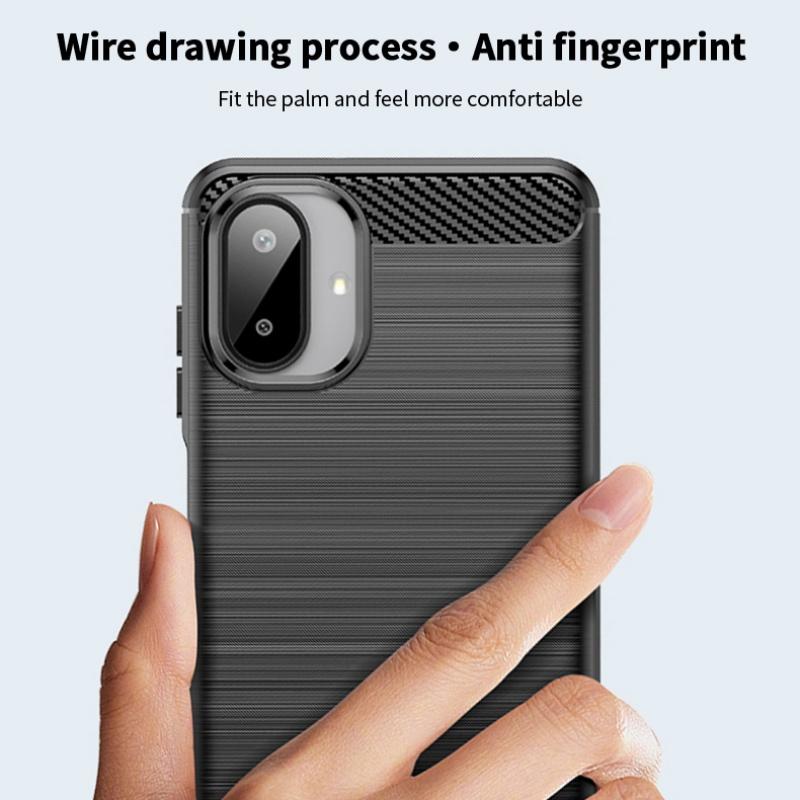 For Samsung Galaxy A07 4G Back Cover MOFI Brushed Texture Carbon Fiber Soft TPU Case