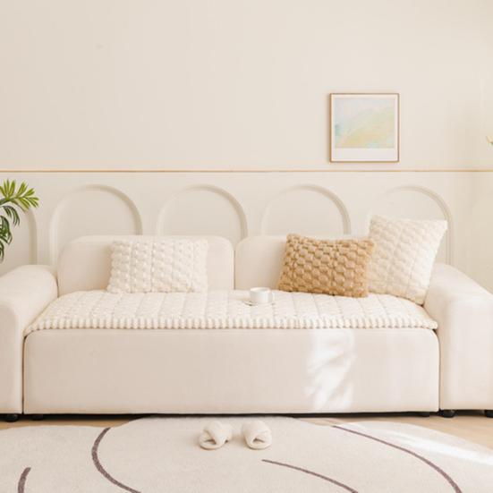 Thick Plush Couch Cover Fuzzy Pet Couch Cover Winter Non Slip Warm Sofa Slipcover Couch Protector for Multiple Cushions