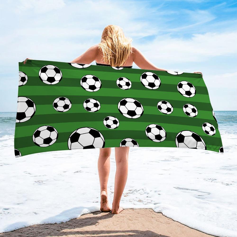 Portable Football Print Beach Towel Soft Shower Towel Creative Quick-Dry Beach Scarf Beach