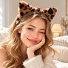 Furry Texture Plush Hair Band Leopard Print Furry Hair Hoop Cute Cat Ear Headband  Daily Wear