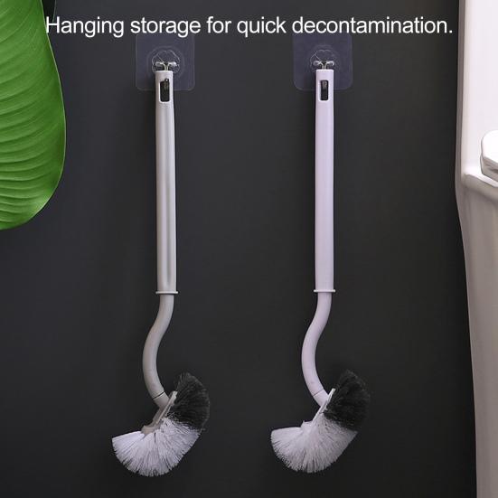 Длинная ручка для унитаза S-образная щетка для унитаза с сильной очисткой, настенное крепление
