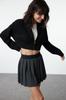 Women's Elegance Style Cardigan Black Crop Wadding Detailed Knitwear Cardigan