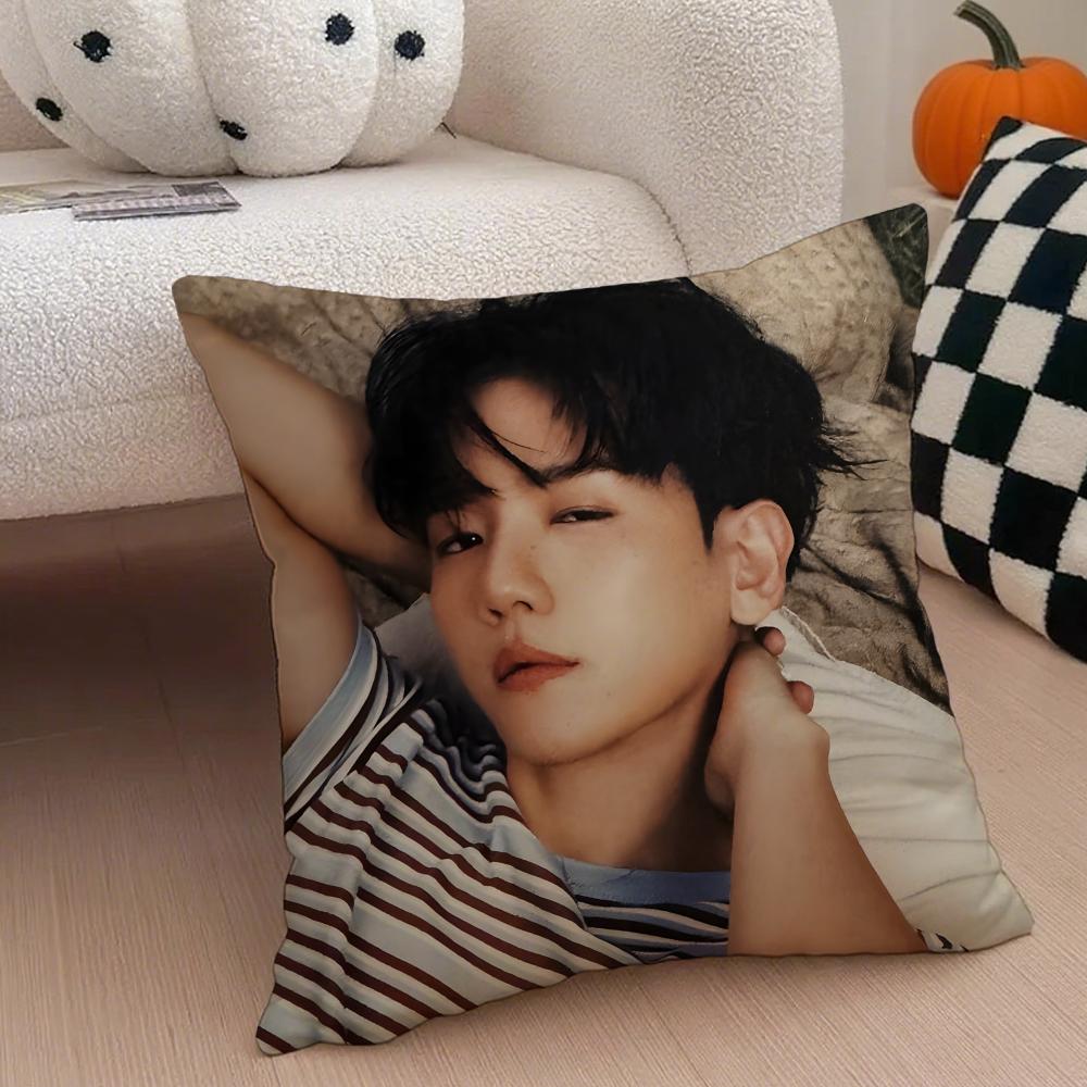 Classic Korean Handsome Singer BByun Baekhyun Cushion Cover Throw Pillow Cover Hidden Button Durable Polyester Chair Cushion