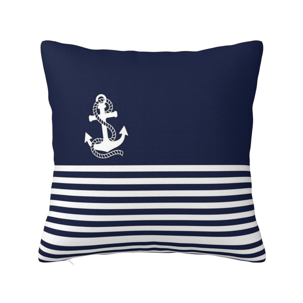 Nautical Red Navy Anchor Square Pillow Cases Cushion Covers Awesome Zippered Decorative Pillowcase for Sofa 45*45cm