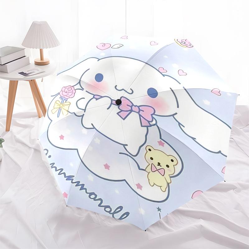 1 шт. Автоматический складной зонт Cinnamoroll - Портативная 3-складная конструкция с 8-реберным железным каркасом, идеально подходит для использования на открытом воздухе, в качестве праздничных подарков, для фанатов, путешествий, на каждый день