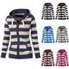 Women's Fashion Long Sleeve Pocket Zip Rope Stripe Hooded Sweatshirt Jacket
