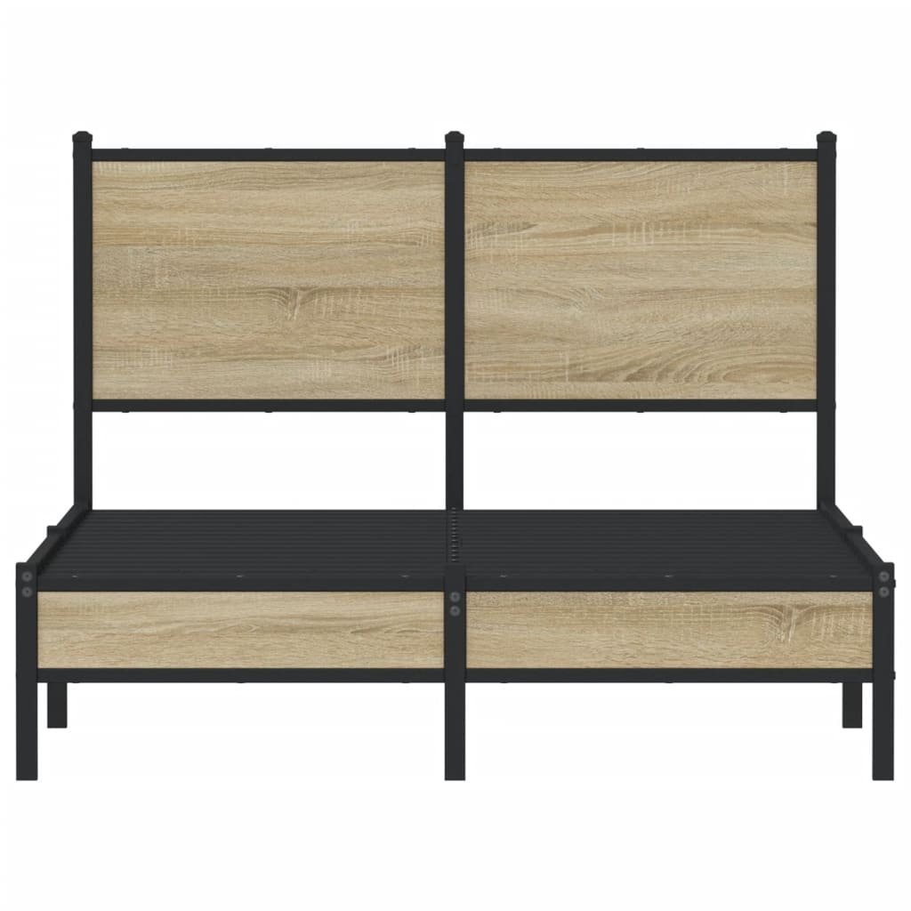 Metal Bed Frame without Mattress Sonoma Oak Finish 120 x 190 cm