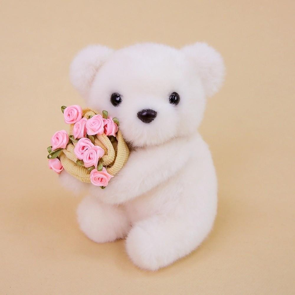 Romantic Rose Bear Plush Toy 15cm Bouquet Rabbit Doll Animal Doll Bear Wear Rose Doll Anniversary