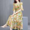 Long Dress Female Summer Loose Thin Waisted Printed Casual Vacation Seaside Skirt