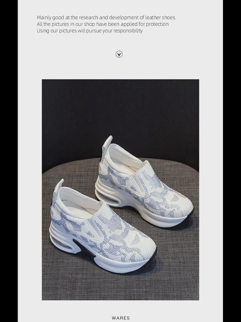 2025 Весна/Осень Белые Туфли со Стразами - Стильные Высококачественные Корейские Женские Кроссовки