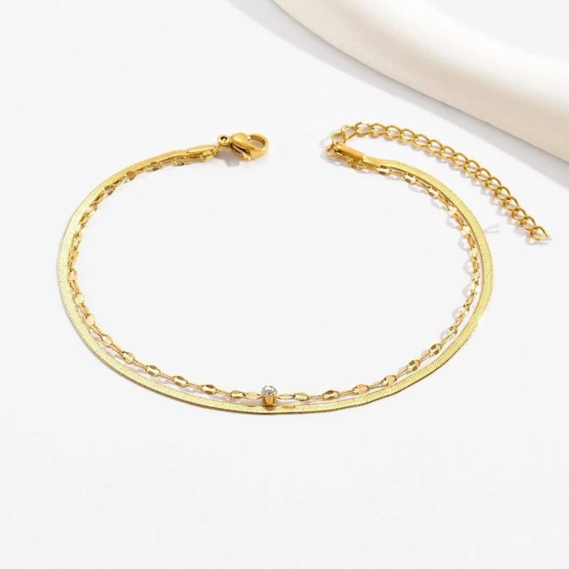 Простая мода золотого цвета, змеиная цепочка, многослойный набор ножных браслетов, 2 комплекта браслетов, женские украшения для ног