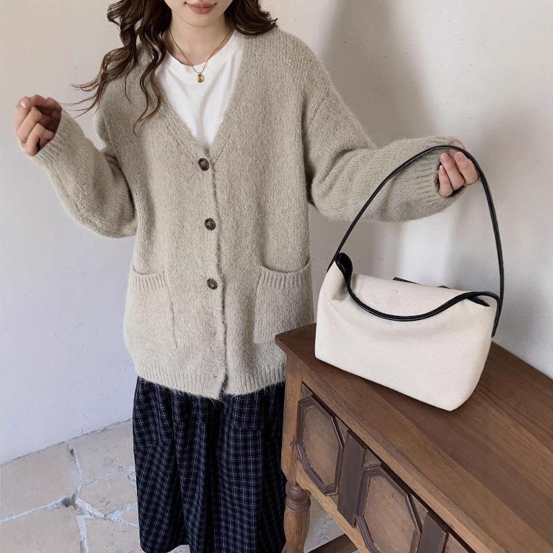 Новый свободный ленивый стиль большой размер повседневный вязаный кардиган универсальный базовый вязаный топ куртка женский