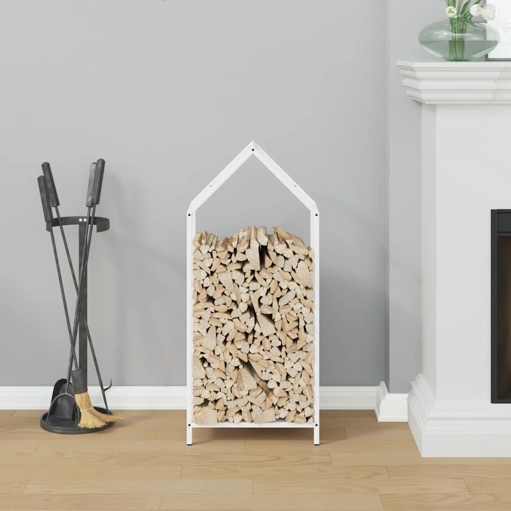 Firewood Rack White 40x25x90 cm Cold Rolled Steel