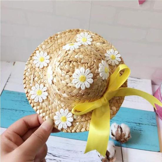 Мини-соломенные шляпы Миниатюрная соломенная шляпа ручной работы Вязаная ковбойская шляпа Кукольный домик Аксессуары для кукол Поделки Крыльцо Гусь