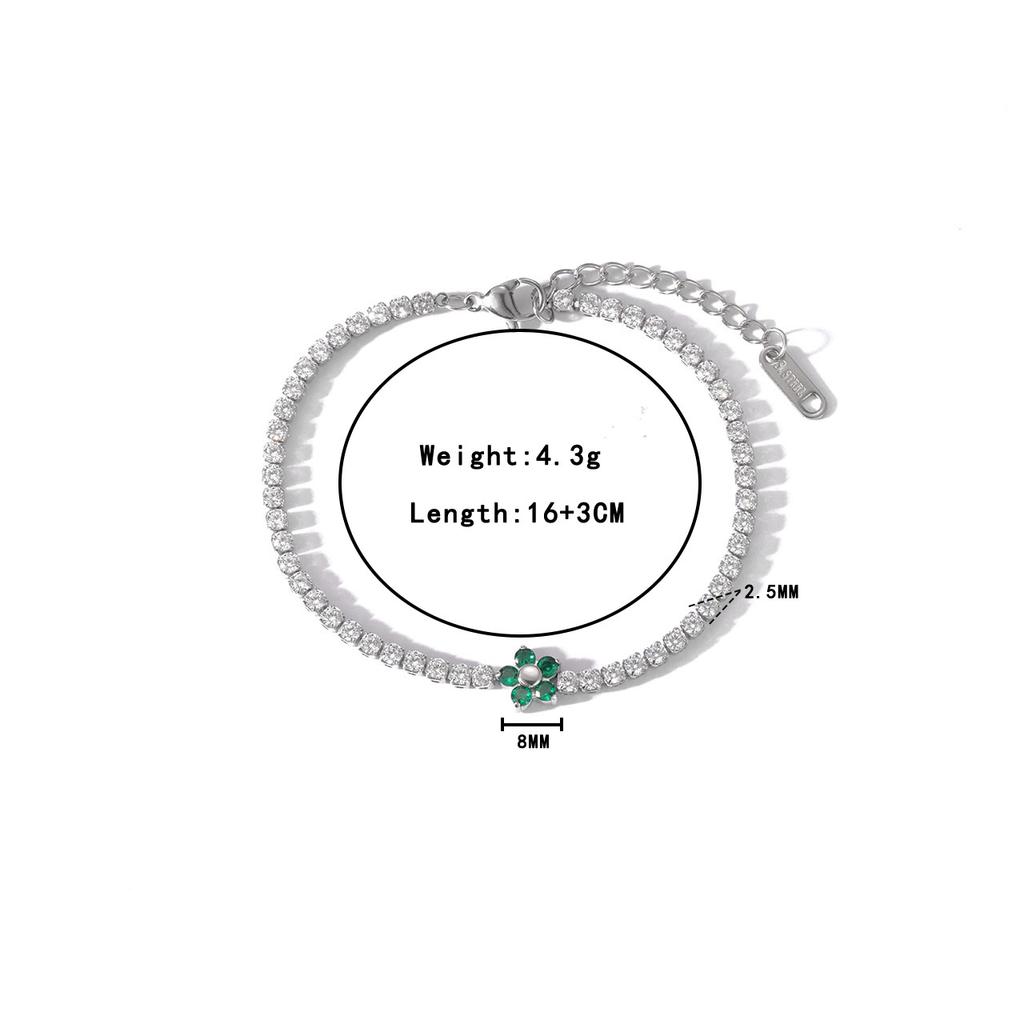Fashionable Women Colorful Necklace Gold Plated Tennis Necklace Flower Necklace Stainless Steel