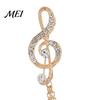 Musical Note Jewelry Brooch Pin for Women, Treble Clef Eighth with Staggered Metal Music Chains, Rhinestones Design Lapel Musicians Formal Casual Wear