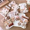 9-10pcs/set Lovely Hair Clip Hair Band Set for Toddler Girl Retro Milk Coffee Color Hairpin Hair Rope Set Kawaii Kids Headwear