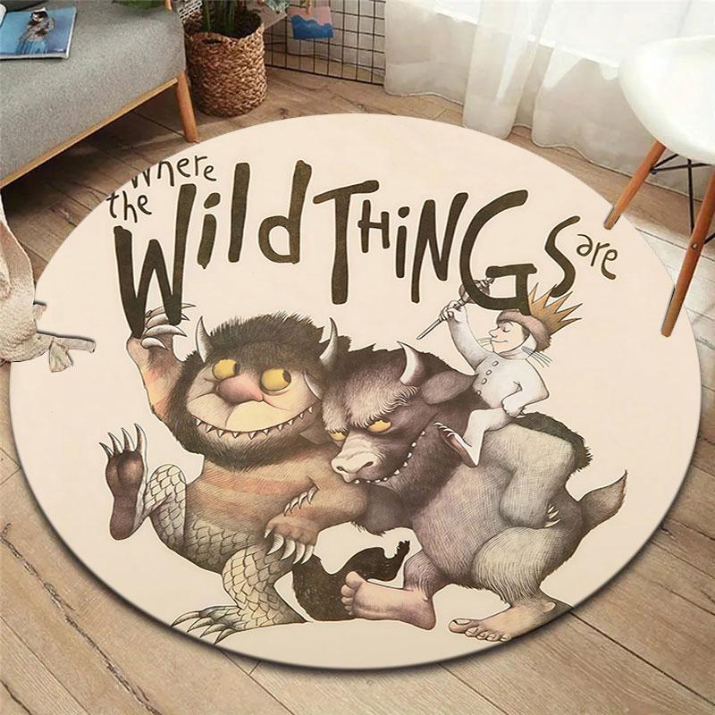 Where the Wild Things Are Round Area Rug,Carpet Rug for Living Room Bedroom Sofa Playroom Decor,Non-slip Floor Mat