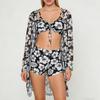 Floral Print High-Waisted Bikini Set Womens Sexy Swimwear With Padded Top Triangle Bottom
