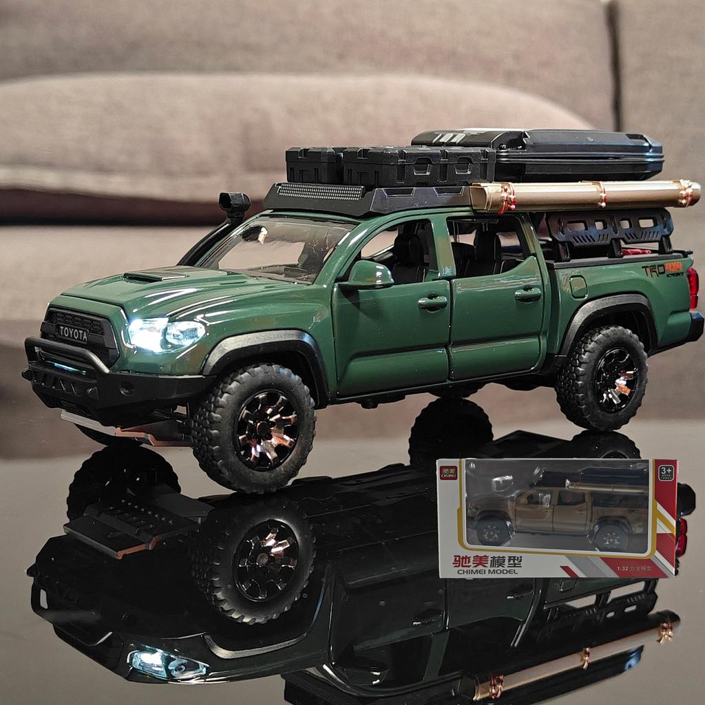 1:32 Toyota Tacoma TRO Off Road Pickup Alloy Diecast Model Computer Desktop Decoration With Sound Light Beautiful Christmas Gift