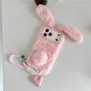 3D Чехол-кролик с ушками, теплый, пушистый, плюшевый, с ремешком для iPhone 17 18 pro max 15/14/16Plus 13/12/11 Pro max 16