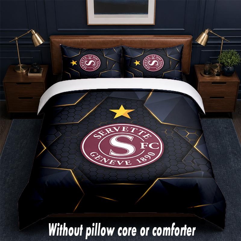 Servette FC Design Bed Bedding Set 1 Duvet Cover + 2 Pillowcases Soft Breathable Household Bed Linens