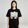 Unisex Modal Tshirt Cute Bear Bathroom Korean Print Short Sleeve Round Neck Casual Kawaii Cartoon Graphic Tee Black White