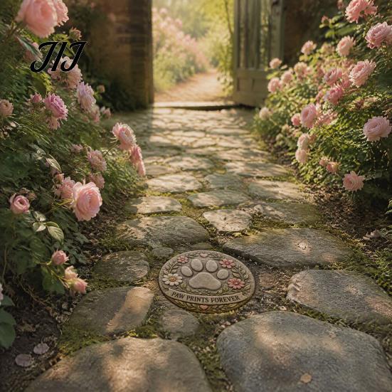 Decorative Paving Stone Mold Garden Stepping Silicone Mold, DIY Concrete Cement Reusable Flower Bed Form Round Casting for Pathway Patio Yard