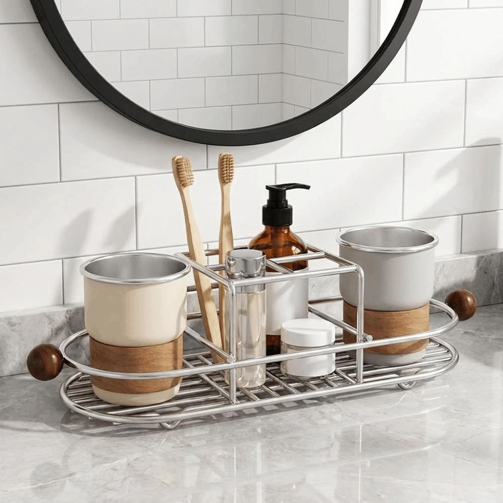 Waterproof Toothpaste Rack Stainless Steel Cutlery Storage Rack Toothbrush Holder  Desktop