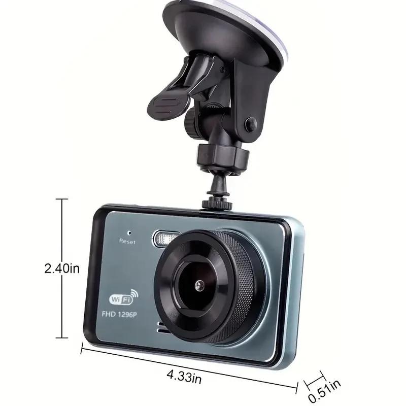 4-Inch HD Dual-Lens Touchscreen WiFi Car Dashcam