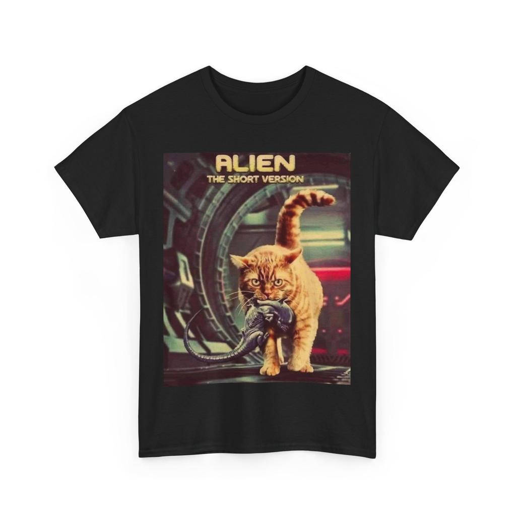 Alien Cat Heavy Cotton Tee Sci-Fi Movie Lover Gift Funny Alien Cat Shirt
