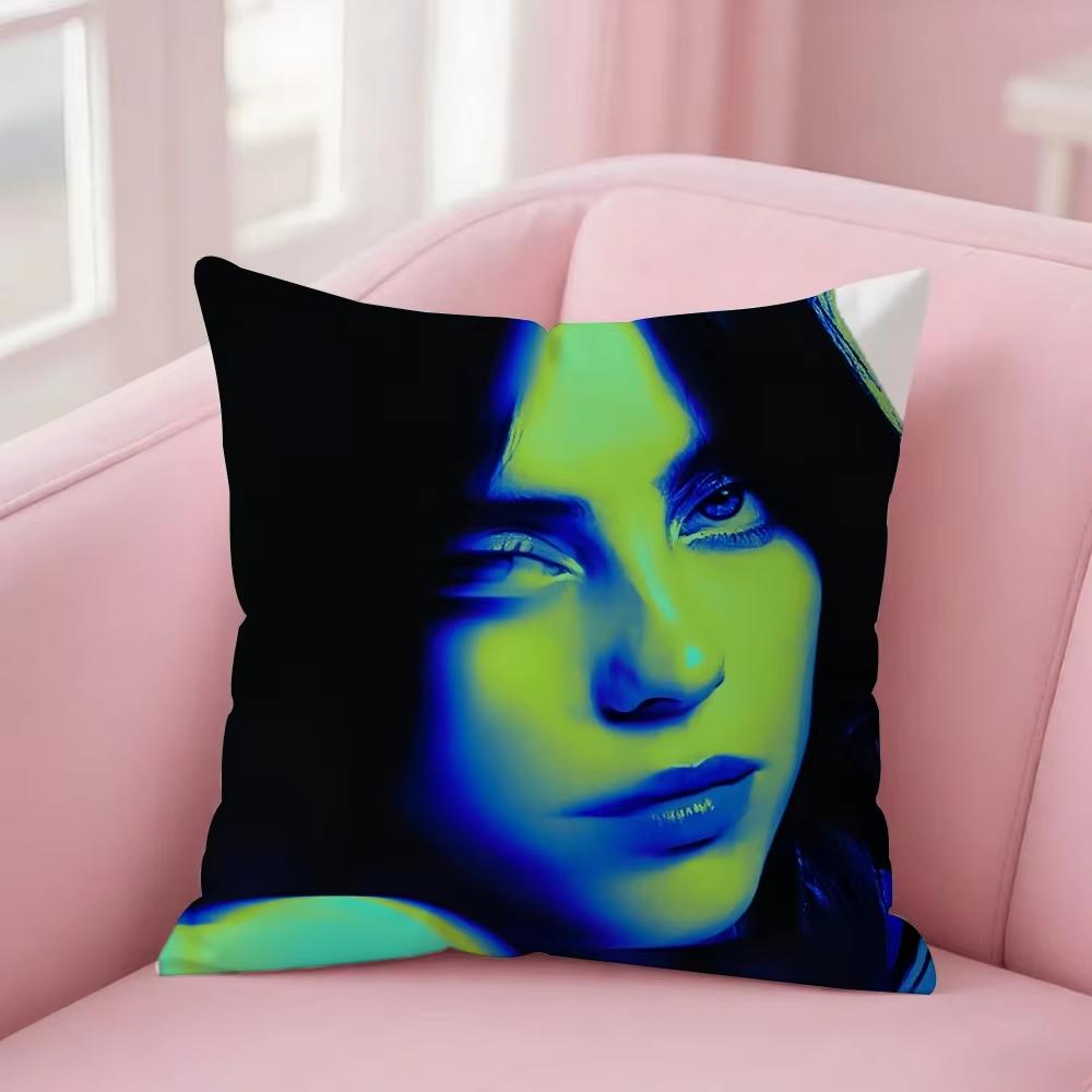 B-Billie E-Eilish Anime Style Pillowcase 45X45Cm Sofa Bed Cushion Cover For Bedroom Car Office Sofa Fashion Perfect Fan Gift